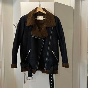 Zara faux Sherling biker jacket